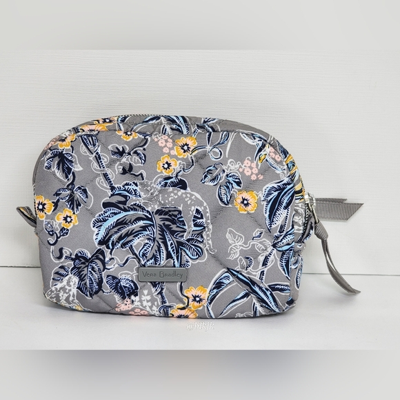 Vera Bradley Cosmetic Bag And  Zip ID Case *Grey/Citron* NWT - Picture 2 of 14